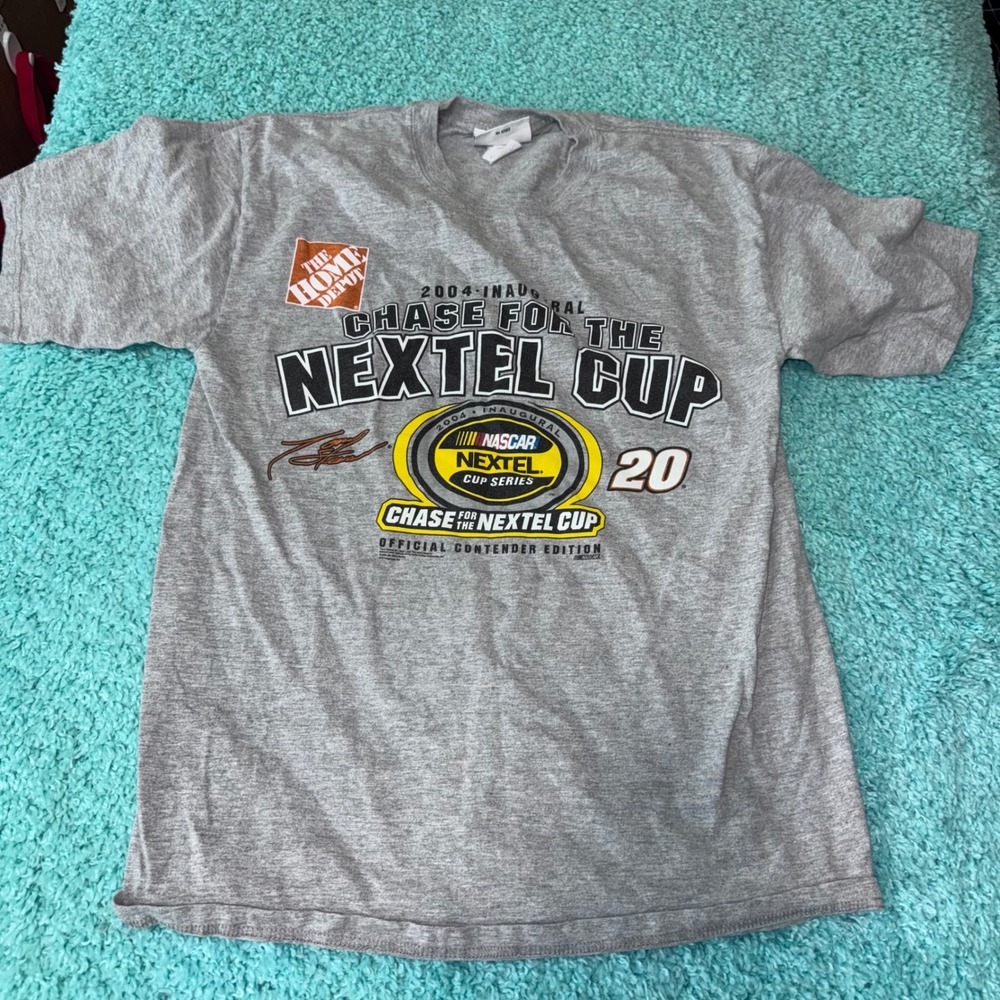 2004 Inaugural NASCAR Nextel Cup Chase Home Depot Gray Graphic T-Shirt vintage‎